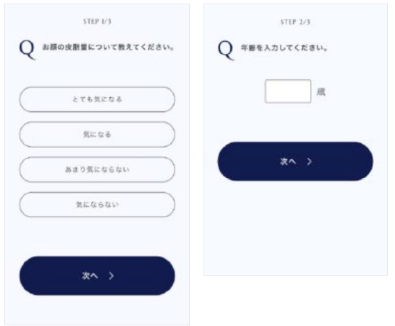 皮脂量を選択・年齢を入力。