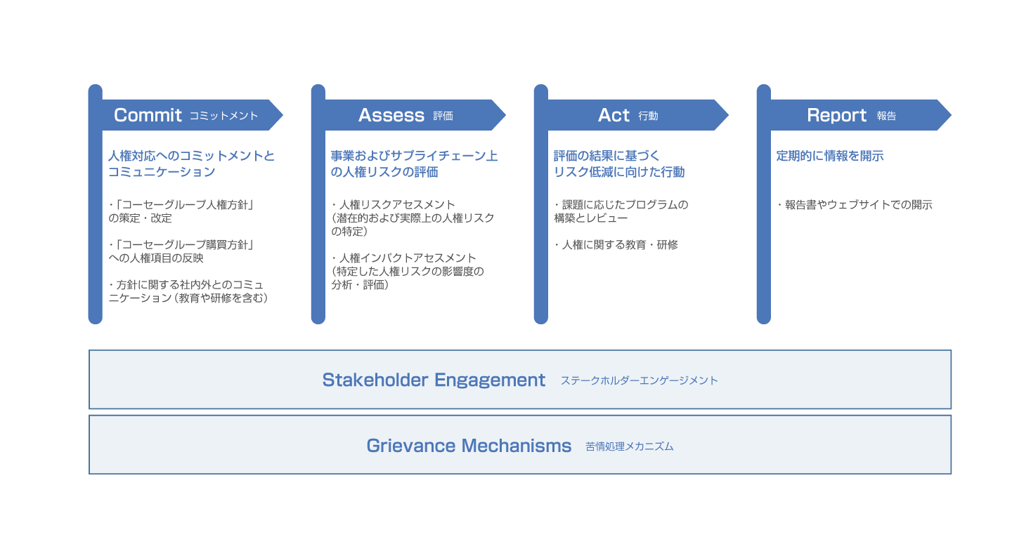 コーセーグループの取り組みステップの図
